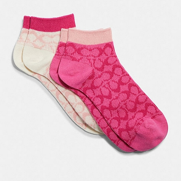 💗 Coach Signature Ankle Socks 2 pack - Picture 1 of 4